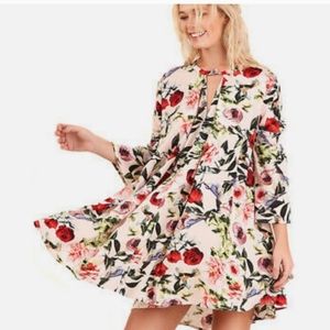 Umgee Floral Bohemian Keyhole Bell sleeveTunic Dress